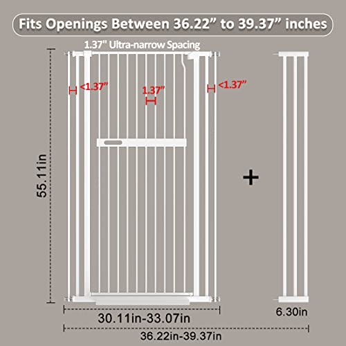 AIKSSOO 55.11 inch Extra Tall Pet Gate Safety Metal Gate Wide Pressure Mount Walk Through Swing Auto Close Gate Baby Toddler Dog Pet Puppy Cat for Indoor Stairs Doorways Kitchen by AIKSSOO