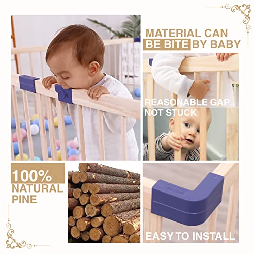GURLLEU Natural Wooden Baby Playpen with Door, Foldable Kids Play Fence for Spacious Play Space Indoor Gates for Kids Safety Fence Baby Play Area Activity Center Playard from GURLLEU