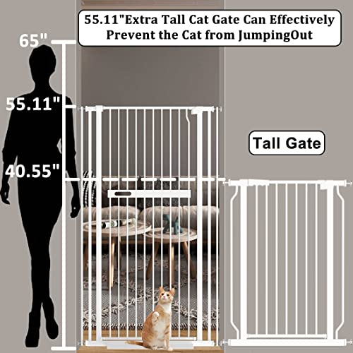 AIKSSOO 55.11 inch Extra Tall Pet Gate Safety Metal Gate Wide Pressure Mount Walk Through Swing Auto Close Gate Baby Toddler Dog Pet Puppy Cat for Indoor Stairs Doorways Kitchen by AIKSSOO