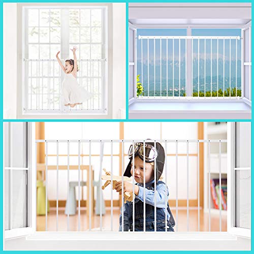 WAOWAO Window Safety Guards for Children Kids Child Toddler Pets Proof Extra Wide White Tension Security Window Guard Gate for Home Fit 31.50"-86.62" Sliding Windows (3 Piece ï¼61.41"-86.61")) by WAOWAO