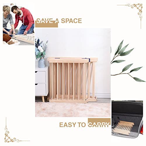 GURLLEU Natural Wooden Baby Playpen with Door, Foldable Kids Play Fence for Spacious Play Space Indoor Gates for Kids Safety Fence Baby Play Area Activity Center Playard from GURLLEU
