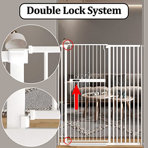 AIKSSOO 55.11 inch Extra Tall Pet Gate Safety Metal Gate Wide Pressure Mount Walk Through Swing Auto Close Gate Baby Toddler Dog Pet Puppy Cat for Indoor Stairs Doorways Kitchen by AIKSSOO