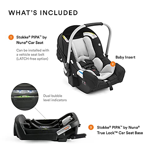 Stokke PIPA by Nuna Car Seat, Black - Ergonomic Design - Effortless Installation - Adjustable Safety Harness & Side Impact Protection - for Babies Up to 32 lbs./32 in. - Base Included from Stokke