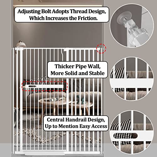 AIKSSOO 55.11 inch Extra Tall Pet Gate Safety Metal Gate Wide Pressure Mount Walk Through Swing Auto Close Gate Baby Toddler Dog Pet Puppy Cat for Indoor Stairs Doorways Kitchen by AIKSSOO