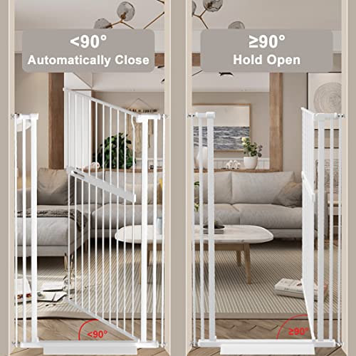 AIKSSOO 55.11 inch Extra Tall Pet Gate Safety Metal Gate Wide Pressure Mount Walk Through Swing Auto Close Gate Baby Toddler Dog Pet Puppy Cat for Indoor Stairs Doorways Kitchen by AIKSSOO