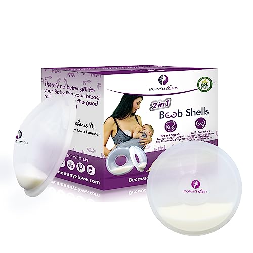 Breast Shell & Milk Catcher for Breastfeeding Relief (2 in 1) Protect Cracked, Sore, Engorged Nipples & Collect Breast Milk Leaks During The Day, While Nursing or Pumping (2 Pack) from Mommyz Love, Inc