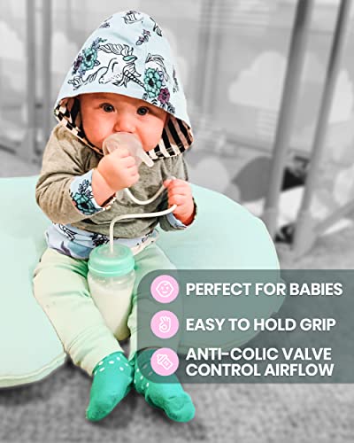 Skywin 2 Pack Self Feeding Baby Bottle, Bottle Holder for Baby, Baby Bottle with Straw, Anti Colic, for Convenient Feeding from Skywin