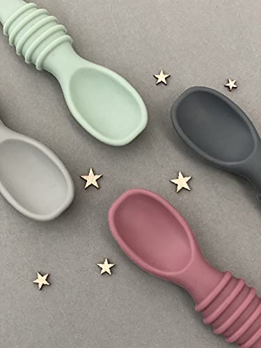 Otterlove Silicone Baby Spoons â 100% Platinum Pure LFGB Silicone Soft-Tip â Self Feeding Training Spoon for Baby Led Weaning (Sage & Sand) from Platinum Pure