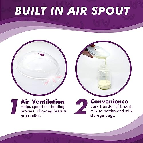 Breast Shell & Milk Catcher for Breastfeeding Relief (2 in 1) Protect Cracked, Sore, Engorged Nipples & Collect Breast Milk Leaks During The Day, While Nursing or Pumping (2 Pack) from Mommyz Love, Inc