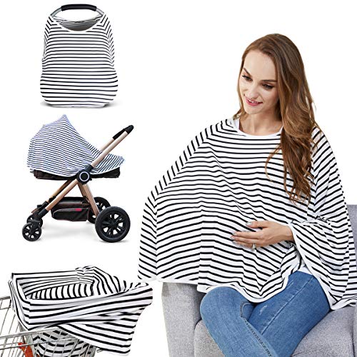 Baby Nursing Cover & Nursing Poncho - Multi Use Cover for Baby Car Seat Canopy, Shopping Cart Cover, Stroller Cover, 360Â° Full Privacy Breastfeeding Coverage, Baby Shower Gifts for Boy&Girl from LUCINE