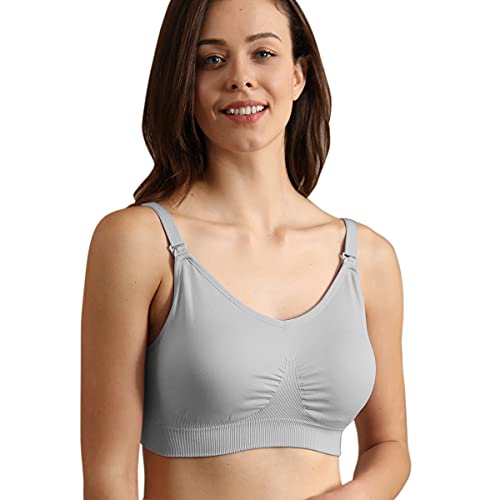 iloveSIA 2 in 1Nursing & Pumping Bra Breastfeeding-Pumps Bra Grey Size XL from 