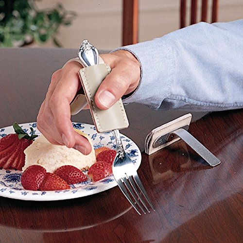 Sammons Preston - 33866 Right Angle Single Pocket Writing Aid, Utensil Holder Addition for Weak or Limited Grasp, Pens, Pencils, Toothbrushes, Eating Cutlery, Slides Into Any Standard Utensil Cuff or Strap by SAMMONS PRESTON