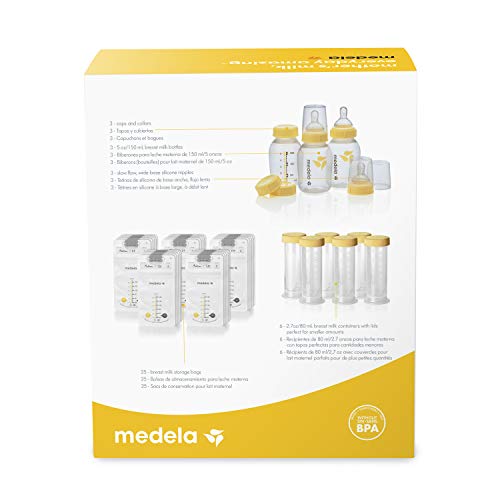 Medela Breastfeeding Gift Set, Breast Milk Storage System; Bottles, Nipples, Travel Caps, Breastmilk Storage Bags and More, Made Without BPA from AmazonUs/MEFJY