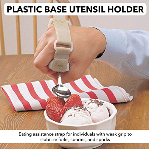 Sammons Preston - 33866 Right Angle Single Pocket Writing Aid, Utensil Holder Addition for Weak or Limited Grasp, Pens, Pencils, Toothbrushes, Eating Cutlery, Slides Into Any Standard Utensil Cuff or Strap by SAMMONS PRESTON