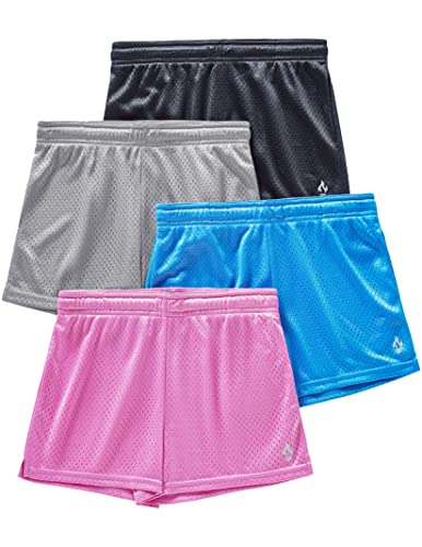 Liberty Pro 4 Pack: Youth Girls Basketball Shorts 3", Mesh Shorts Kids Athletic Clothes Gym Apparel Performance Active Wear (Set 1, Medium) by 