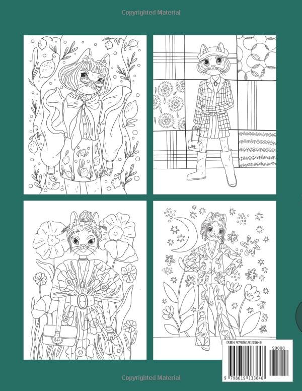 Fashion Cats Stylish Coloring Book for Girls, Teens and Adults: Feline Color Book with Fashionable Kittens, Beauty Clothing Fashion Style Coloring Pages by Independently published