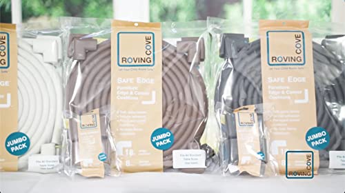 Edge Corner Protector Baby Proofing (Large 15ft Edge 4 Corners) - RovingCove Hefty-Fit Heavy-Duty, Soft NBR Rubber Foam, Furniture Fireplace Safety Corner Edge Bumper Guard, 3M Adhesive, Coffee Brown from Mayapple Baby