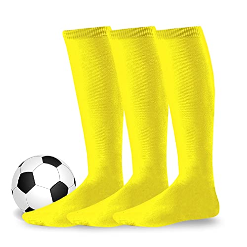 Baseball Socks for Girls Boys Athletic Sports Team Cushion Socks 3-Pairs (Youth (5-7), Yellow) from 