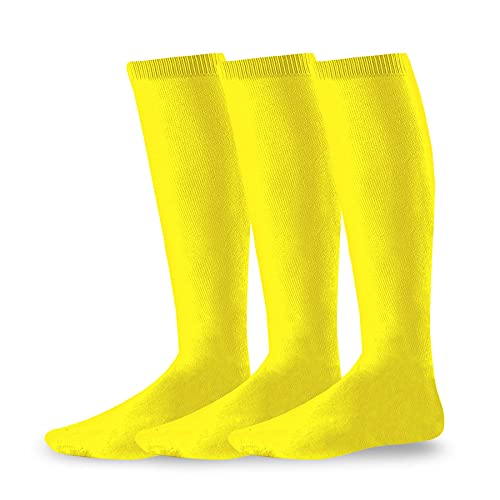 Baseball Socks for Girls Boys Athletic Sports Team Cushion Socks 3-Pairs (Youth (5-7), Yellow) from 
