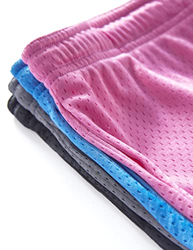 Liberty Pro 4 Pack: Youth Girls Basketball Shorts 3", Mesh Shorts Kids Athletic Clothes Gym Apparel Performance Active Wear (Set 1, Medium) by 