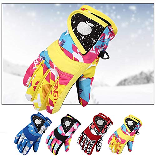 GDDXLM 2022 Kids Winter Ski Gloves for Boys Girls Winter Waterproof Thickening Warm Cold-Proof Outdoor Skating Skiing Gloves Holiday Outdoor Walking Essential Clothing Matching by GDDXLM