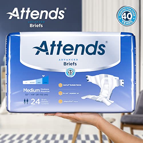 Attends Advanced Briefs with Advanced Dry-Lock Technology for Adult Incontinence Care, Large, Unisex, 24 Count (Pack of 3) by Attends
