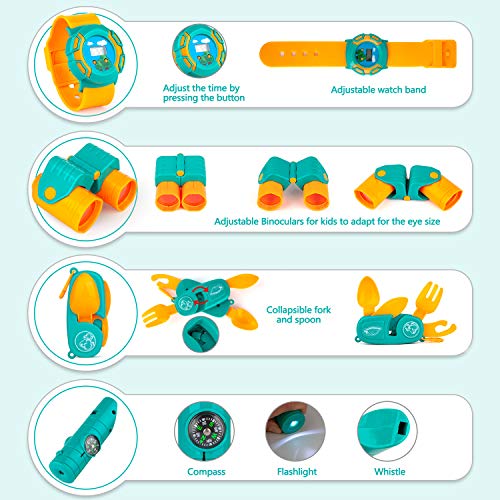 Aokiwo 45Pcs Kids Camping Tent Set, Pop Up Play Tent with Camping Gear Tools Indoor Outdoor Pretend Play Set for Toddler Boys/Girls - Including Telescope, Walkie Talkie, Camping Tent, Stove, and etc by AOKIWO