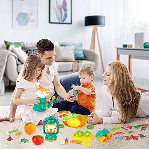 Aokiwo 45Pcs Kids Camping Tent Set, Pop Up Play Tent with Camping Gear Tools Indoor Outdoor Pretend Play Set for Toddler Boys/Girls - Including Telescope, Walkie Talkie, Camping Tent, Stove, and etc by AOKIWO