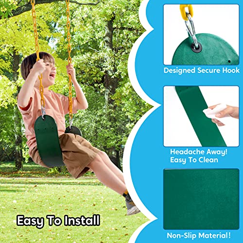 TURFEE 3 Pack Green Swing Seats Heavy Duty with 66" Chain, Swing Set Accessories Replacement with Snap Hooks for Kids Outdoor Play Playground, Trees, Swing Set, Backyard (Limit 250lb) from McCormick Trading LLC
