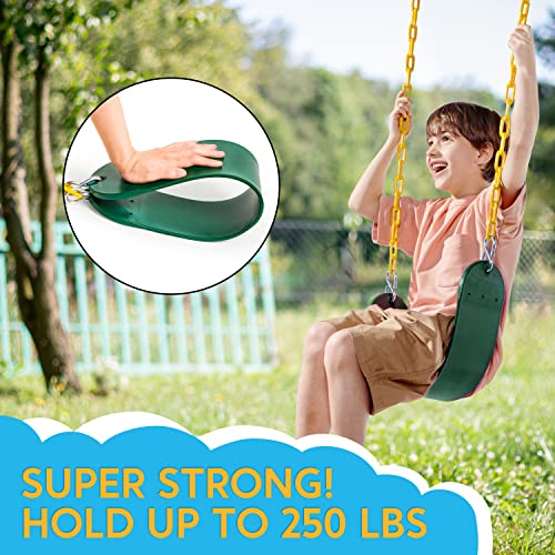 TURFEE 3 Pack Green Swing Seats Heavy Duty with 66" Chain, Swing Set Accessories Replacement with Snap Hooks for Kids Outdoor Play Playground, Trees, Swing Set, Backyard (Limit 250lb) from McCormick Trading LLC