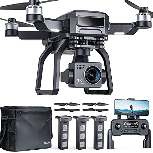Bwine Camera Drone for adults 4K with 3-Aix Gimbal 3 Batteries for 75 Mins Flight Time Brushless Motor 3KM FPV Transmission Level 6 Wind Resistance Aircraft with GPS Auto Return Home for Gifts by Bwine
