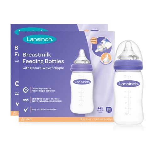 Lansinoh Baby Bottles for Breastfeeding Babies, 8 Ounces, 3 count (Pack of 2) by 