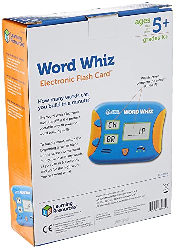 Learning Resources Word Whiz Electronic Flash Card, Handheld Word Games, Word Building Game for Kids, Electronic Learning Games, Ages 5+ by Learning Resources