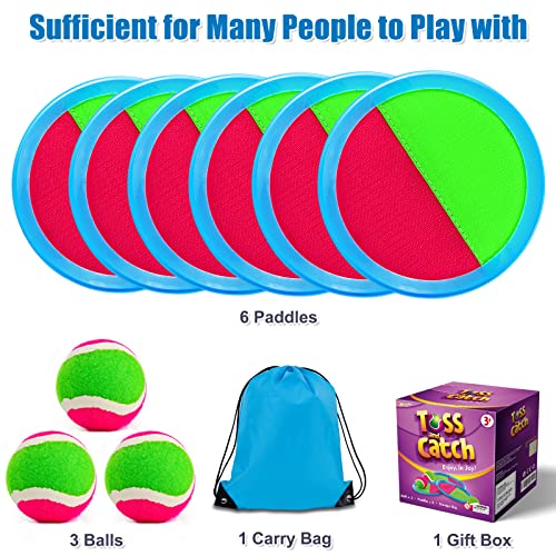 Aywewii Toss and Catch Ball Set,3 Set Catch Game Toys Outdoor Games for Kids Backyard Games with 6 Paddles 3 Balls,Perfect Beach Toys Gift for Kids/Adults (Upgraded) from Ningbo Sno Stationery & Sports Articles Co., Ltd