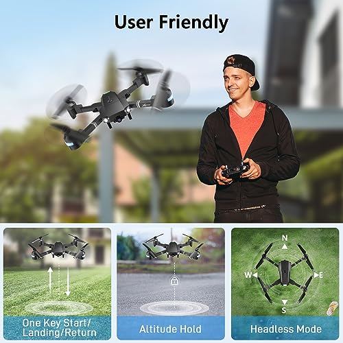 Drones with Camera for Adults with Carrying Case - ATTOP 1080P FPV Drone, Foldable RC Drone Voice/Gesture/Gravity Control, One Key Return Emergency Stop Safe Design Teen Boys/Girls Gifts for Christmas from Guangdong Attop Technology Co Ltd