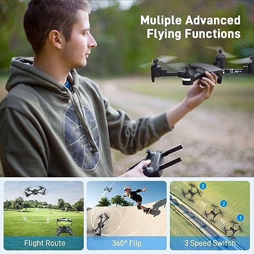 Drones with Camera for Adults with Carrying Case - ATTOP 1080P FPV Drone, Foldable RC Drone Voice/Gesture/Gravity Control, One Key Return Emergency Stop Safe Design Teen Boys/Girls Gifts for Christmas from Guangdong Attop Technology Co Ltd