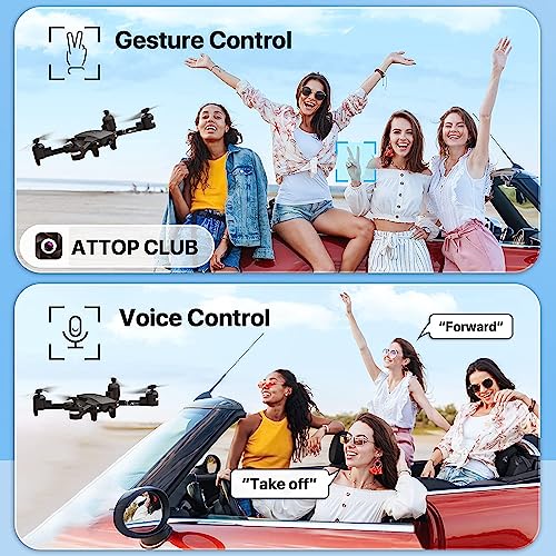 Drones with Camera for Adults with Carrying Case - ATTOP 1080P FPV Drone, Foldable RC Drone Voice/Gesture/Gravity Control, One Key Return Emergency Stop Safe Design Teen Boys/Girls Gifts for Christmas from Guangdong Attop Technology Co Ltd