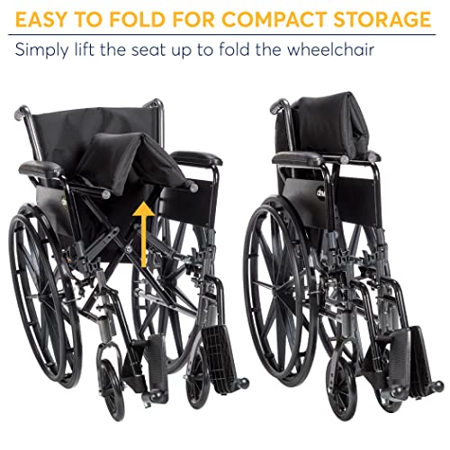 Drive Medical Cruiser III Light Weight Wheelchair with Various Flip Back Arm Styles and Front Rigging Options, Flip Back Removable Full Arms/Swing away Footrests, Black, 16 Inch by Drive Medical