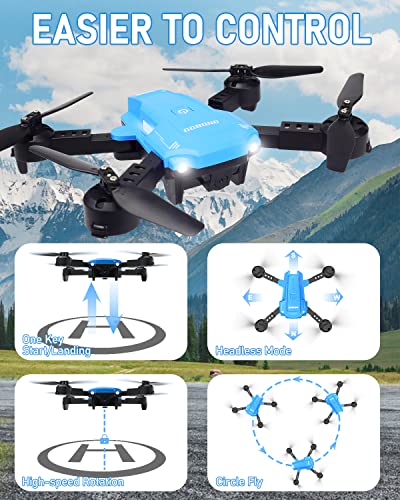 Kids Drone with Camera 1080P HD, Mini WiFi Drone with Battery for Teenagers Adults, Foldable RC Quadcopter, 360Â°Tumbling, Speed Adjustment, Altitude Hold, Headless Mode, Toys Gifts for Boys Girls by GGBOND