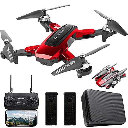 LOZENGE HJ38 GPS Drone Follow Me WiFi Quadcopter Helicopter 1080P Camera Drone RC Drone with Camera FPV 120° Wide-angle Camera + V-Sign + Gesture Video/Photography (2 Battery&1080P WiFi Camera, Red) from Lozenge