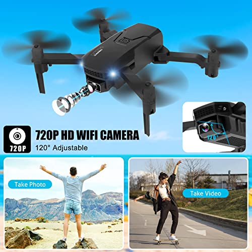 INPORSA Mini Drone - Foldable Drone with Camera for Kids Beginners, Remote Control Quadcopter Toy with 720P FPV Camera, One Key Take Off/Landing, Altitude Hold, Headless Mode, 3D Flip, 2 Batteries, Black by âShantou Chenghai District Lingke Toys Factory