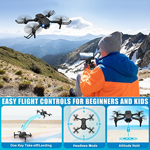 INPORSA Mini Drone - Foldable Drone with Camera for Kids Beginners, Remote Control Quadcopter Toy with 720P FPV Camera, One Key Take Off/Landing, Altitude Hold, Headless Mode, 3D Flip, 2 Batteries, Black by âShantou Chenghai District Lingke Toys Factory