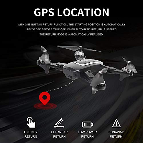 LOZENGE HJ38 GPS Drone Follow Me WiFi Quadcopter Helicopter 1080P Camera Drone RC Drone with Camera FPV 120Â° Wide-angle Camera + V-Sign + Gesture Video/Photography (2 Battery&1080P WiFi Camera, Red) from Lozenge