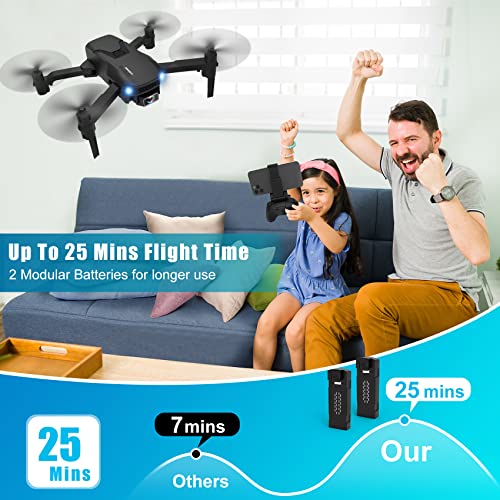 INPORSA Mini Drone - Foldable Drone with Camera for Kids Beginners, Remote Control Quadcopter Toy with 720P FPV Camera, One Key Take Off/Landing, Altitude Hold, Headless Mode, 3D Flip, 2 Batteries, Black by âShantou Chenghai District Lingke Toys Factory