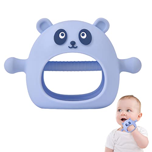Silicone Teething Toys for Babies 0-6 Months Infants,Baby Toys 6-12 Months Baby Teether Toys Anti Drop Hand Chew Toys for Sucking Needs,Hand Teething Pacifier for Breast Feeding Babies,Blue from bybeleca