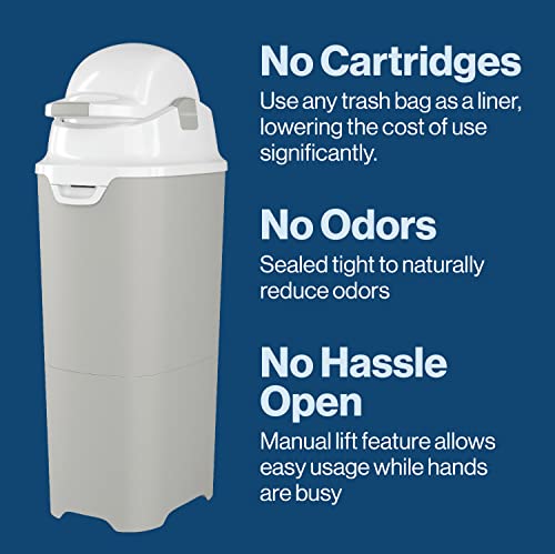 Foundations Premium Tall Diaper Pail with Airtight Lid, Diaper Disposal for Childcare Centers and Home Use (Gray) from Foundations