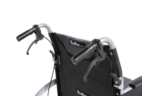 FeatherMobility - 13.5lbs - Red Cushion Silver Frame Lightweight Folding Wheelchair - with Swingaway Legrests, Anti-tippers, and Quick Release Wheels by FeatherMobility