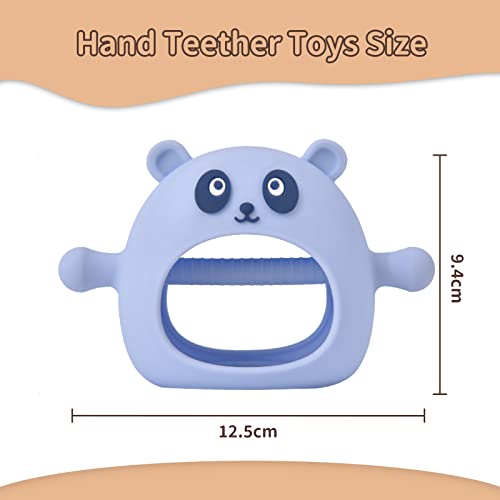 Silicone Teething Toys for Babies 0-6 Months Infants,Baby Toys 6-12 Months Baby Teether Toys Anti Drop Hand Chew Toys for Sucking Needs,Hand Teething Pacifier for Breast Feeding Babies,Blue from bybeleca