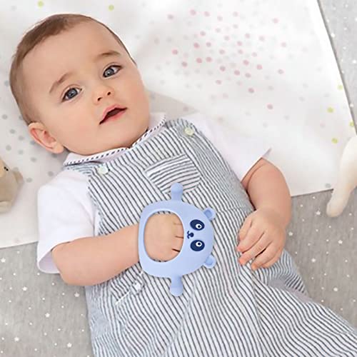 Silicone Teething Toys for Babies 0-6 Months Infants,Baby Toys 6-12 Months Baby Teether Toys Anti Drop Hand Chew Toys for Sucking Needs,Hand Teething Pacifier for Breast Feeding Babies,Blue from bybeleca