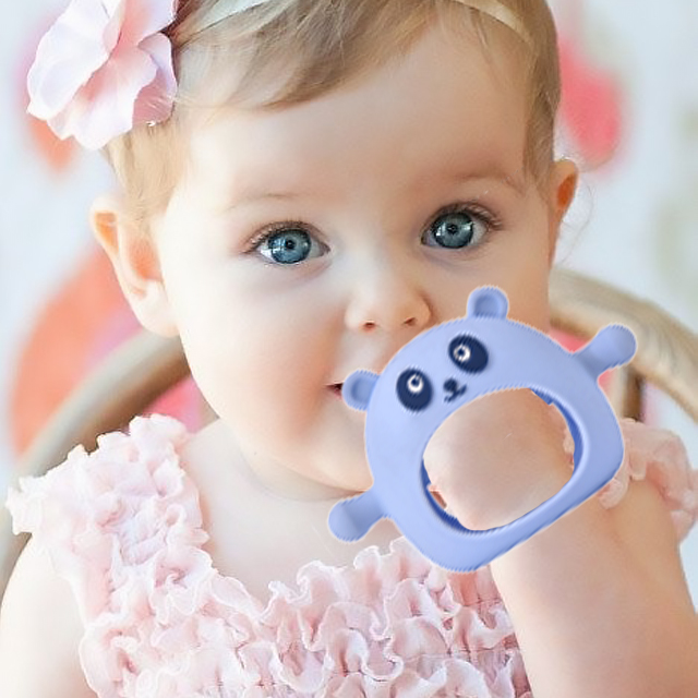Silicone Teething Toys for Babies 0-6 Months Infants,Baby Toys 6-12 Months Baby Teether Toys Anti Drop Hand Chew Toys for Sucking Needs,Hand Teething Pacifier for Breast Feeding Babies,Blue from bybeleca